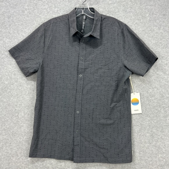 Vuori Other - Vuori Shirt Mens Medium Charcoal Arrows Bridge Short Sleeve Button Stretch NEW